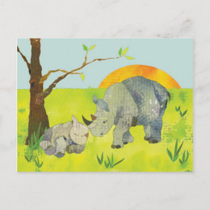 Rhino Mamma & Baby Vykort