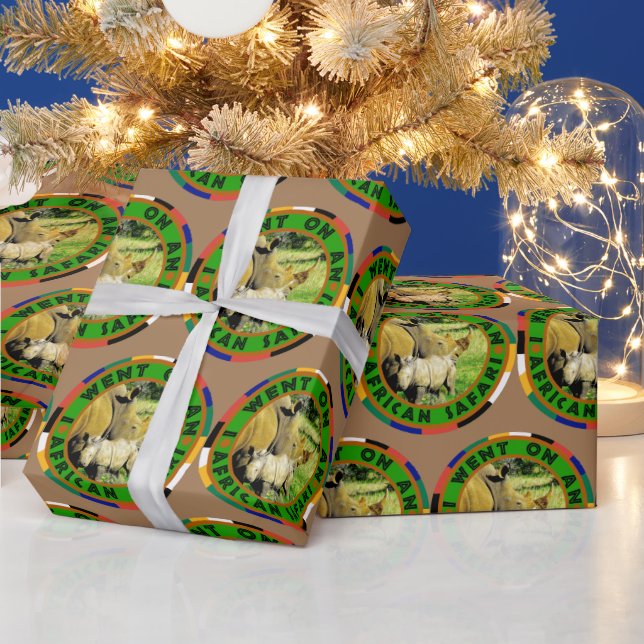 Rhino Mamma och Calf African Safari Wrapping Pappe Presentpapper (Helgdagar)