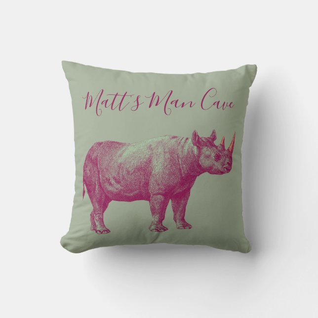 Rhino Man Cave Dekorativ kudde (Framsida)