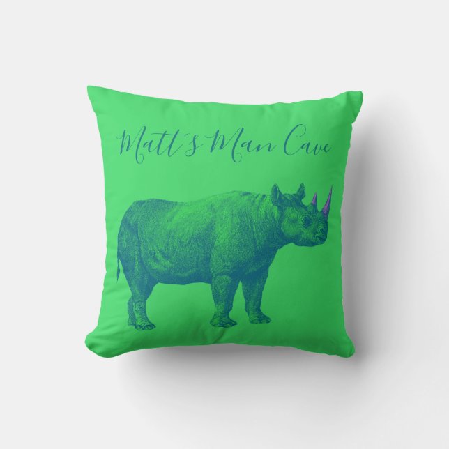 Rhino Man Cave Dekorativ kudde (Framsida)