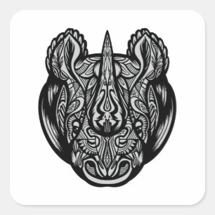 RHINO MANDALA FYRKANTIGT KLISTERMÄRKE