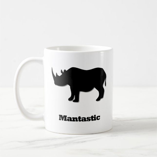 Rhino Mantastisk svart Kaffemugg (Vänster)