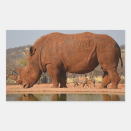 Rhino med lera på hudfoto rektangulärt klistermärke