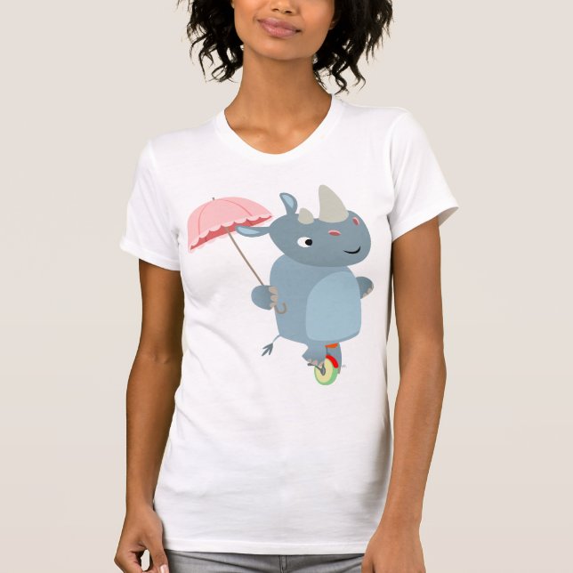 Rhino med paraply på Unicle Women T- Shirt Tee Shirt (Framsida)