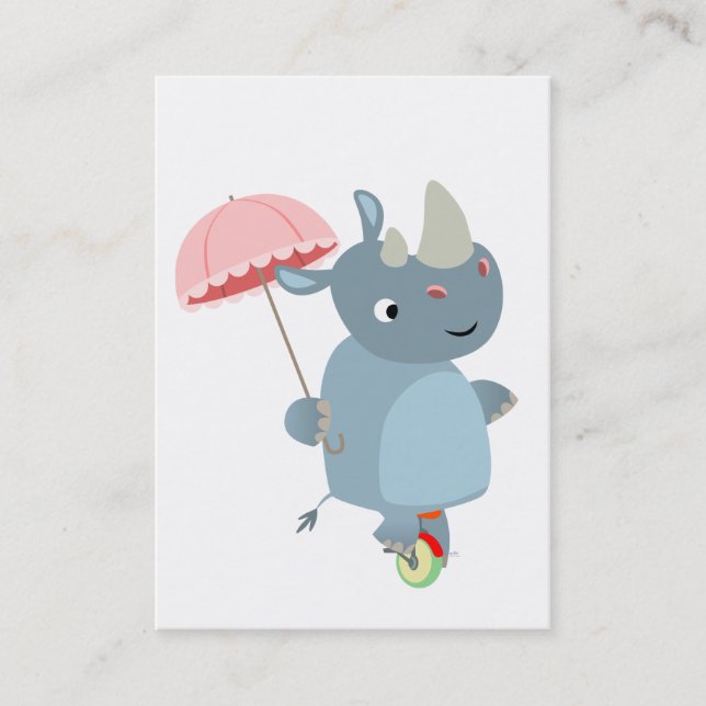 Rhino med Parbrella på Unicle Affärskort Visitkort (Framsida)