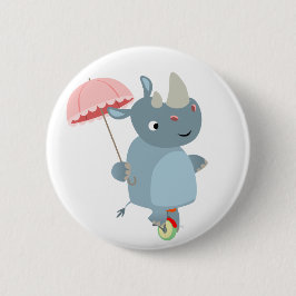 Rhino med Parbrella på Unicle Button Badge Knapp