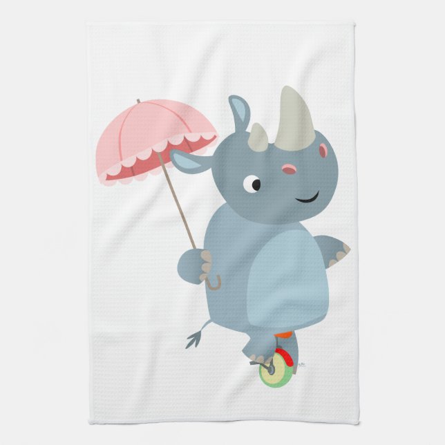 Rhino med Parbrella på Unicle Kitchen Towel Kökshandduk (Vertikal)
