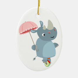 Rhino med Parbrella på Unicle Ornament