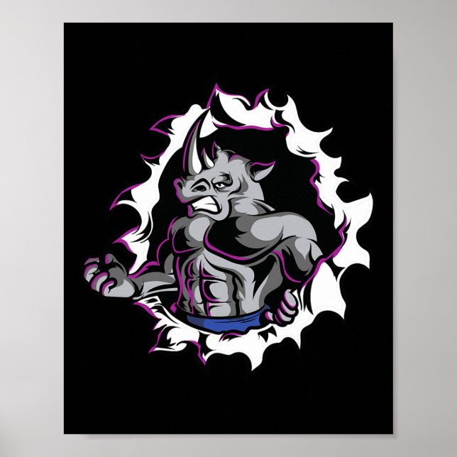 Rhino Muscles Fitness Bodybuilding Weight Lyft Poster (Framsidan)