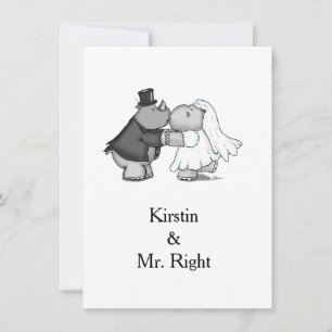 Rhino- och Hippo-bröllopsinbjudan Inbjudningar