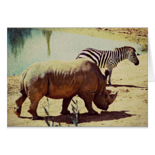 Rhino och Zebra Hälsningskort