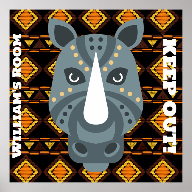 Rhino på bandbakgrunden - redigerbar text poster (Framsidan)