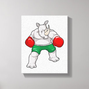 Rhino på Boxing med Boxing handskar Canvastryck