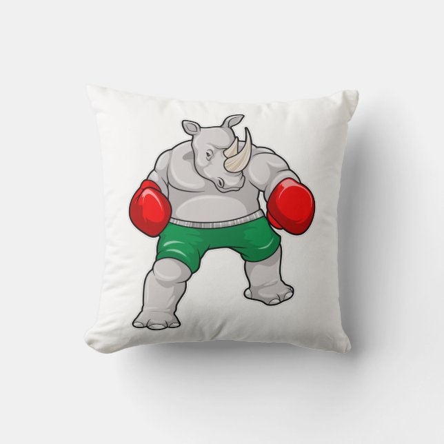 Rhino på Boxing med Boxing handskar Kudde (Framsida)