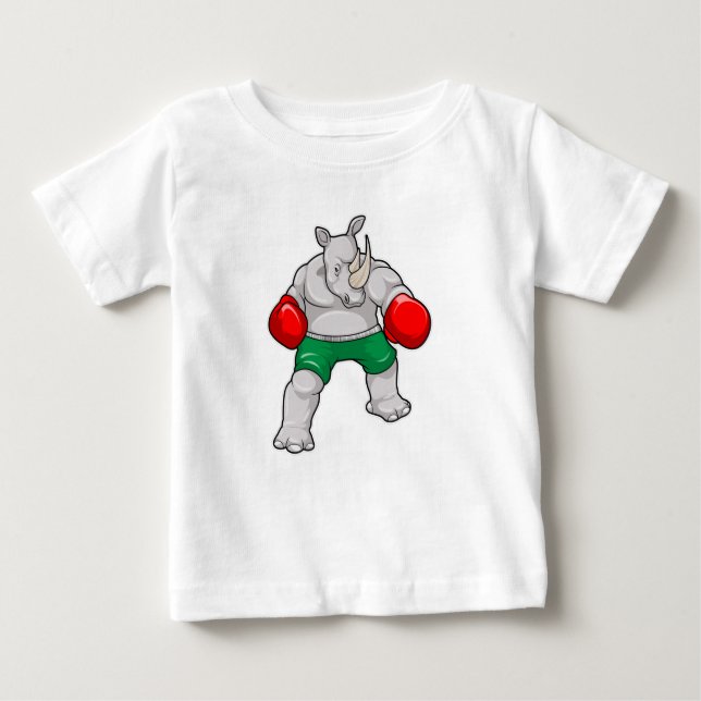 Rhino på Boxing med Boxing handskar T Shirt (Framsida)