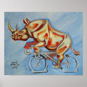 Rhino på en cykel poster