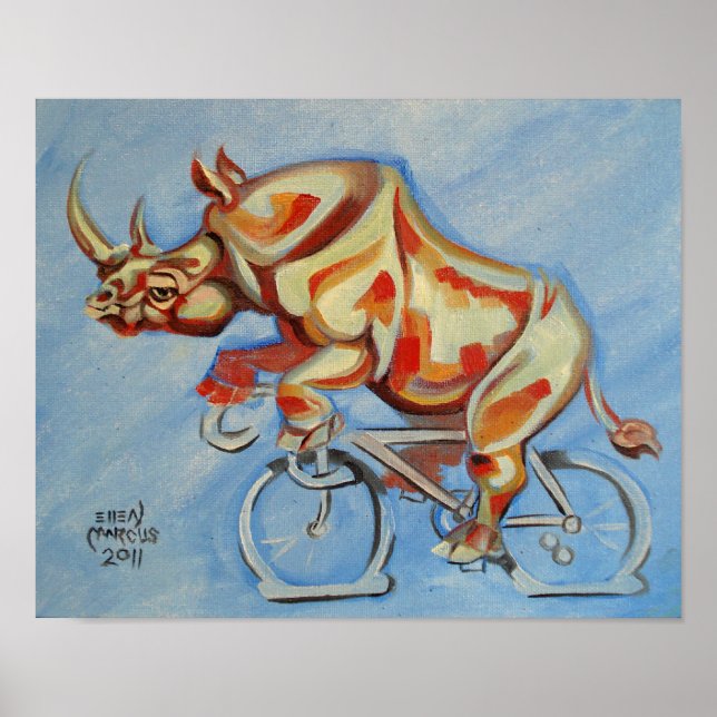 Rhino på en cykel poster (Framsidan)