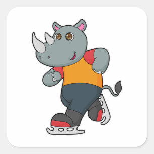 Rhino på isar med isskal fyrkantigt klistermärke