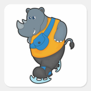 Rhino på isar med sillsäck fyrkantigt klistermärke
