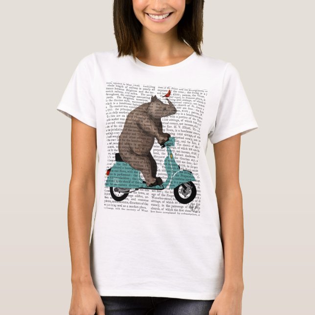 Rhino på Moped T-shirt (Framsida)