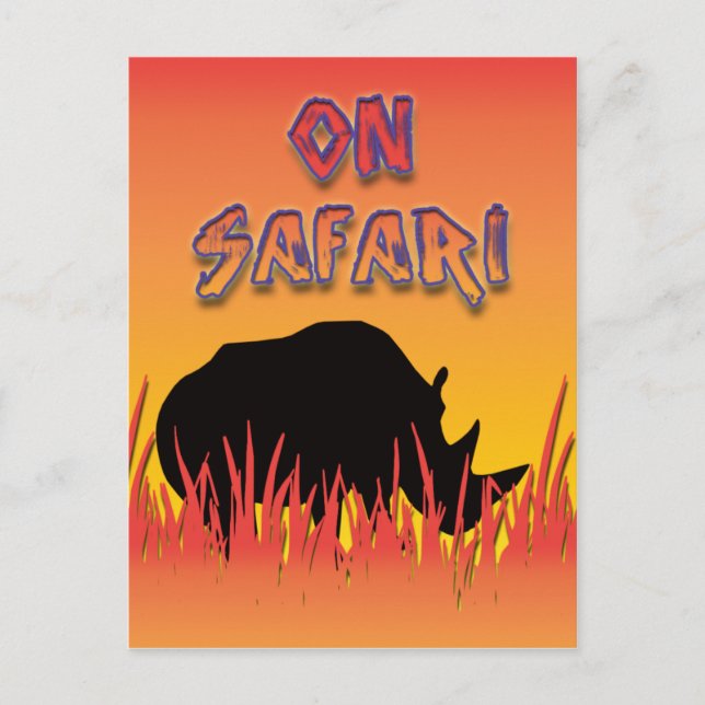 Rhino på safari-vykort vykort (Framsida)