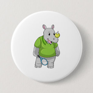 Rhino på Tennis med Tennis boll Knapp