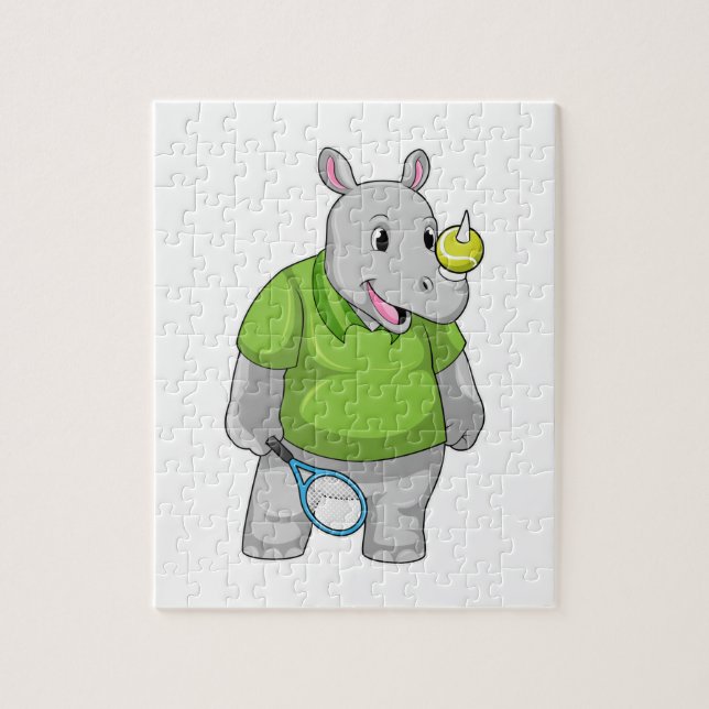 Rhino på Tennis med Tennis boll Pussel (Vertikal)