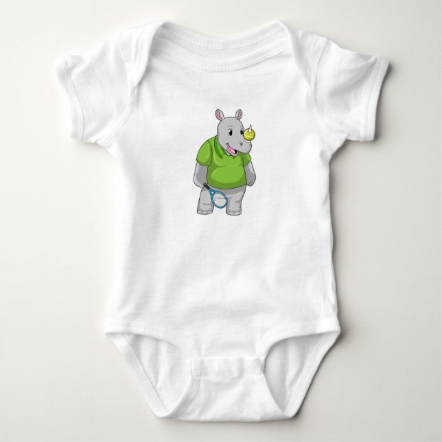 Rhino på Tennis med Tennis boll T Shirt (Framsida)