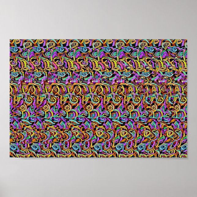 Rhino Party - Gömt 3D-utskrift Poster (Framsidan)