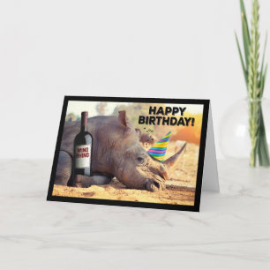 Rhino-Party som en Winoceros-födelsedag Kort