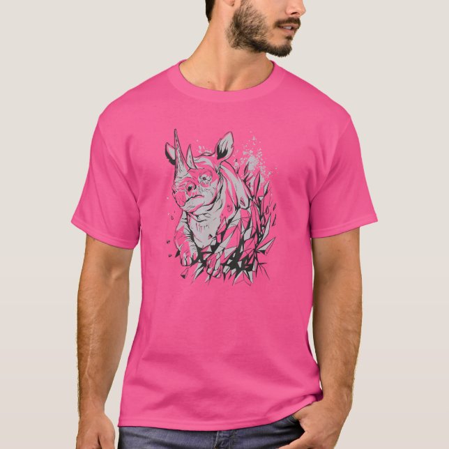 Rhino Polygonal Rhinoceros African Animals T Shirt (Framsida)