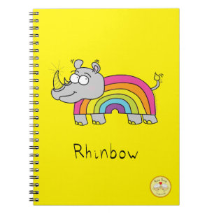 Rhino Rainbow Cute Kids Tecknad Anteckningsbok