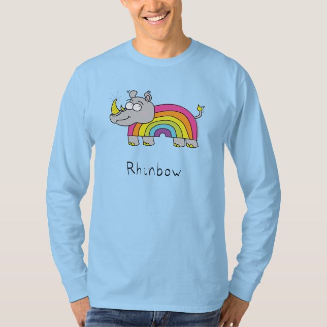 Rhino Rainbow Funny Cute Kids Rhinoceros T Shirt (Framsida)