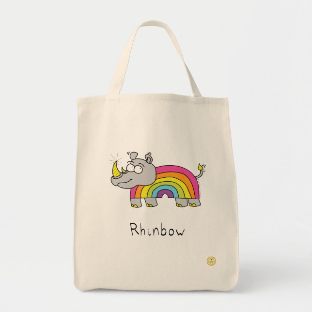 Rhino Rainbow Funny Kids Tygkasse (Framsidan)