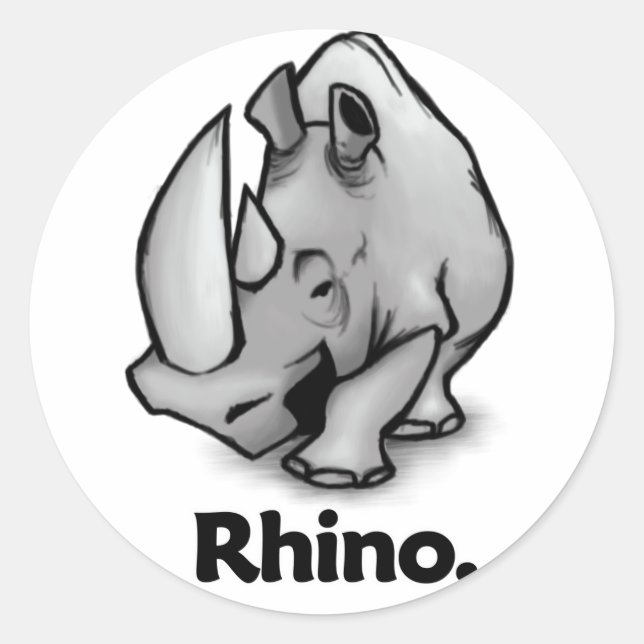 Rhino Rhino. Runt Klistermärke (Framsida)
