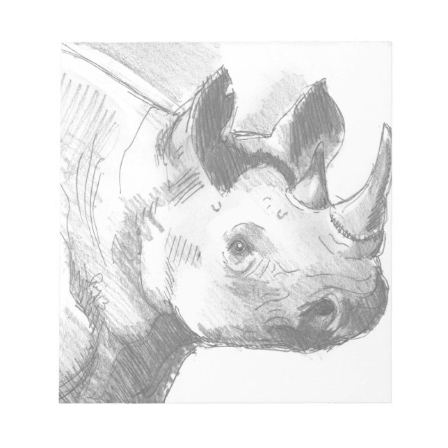 Rhino Rhinoceros Pencil Teckning-sketch Anteckningsblock (Framsida)