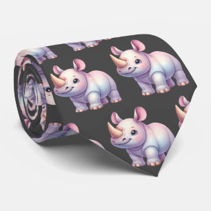 Rhino Rhinoceros Rhinos Kawaii Cute Neck Tie Slips