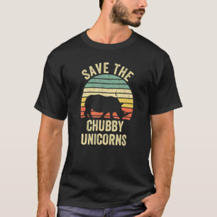 Rhino Rhinoceros Säkra Knubbiget Unicorn Retro Des T Shirt