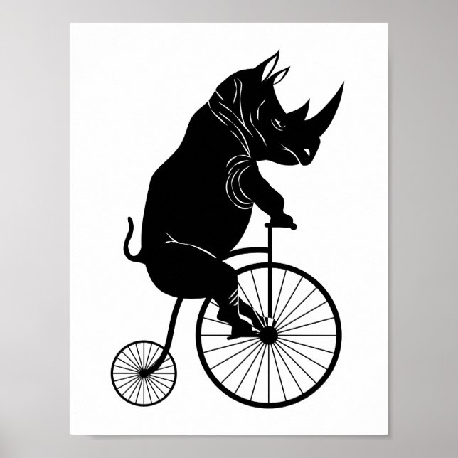 Rhino Riding a Bike Poster (Framsidan)