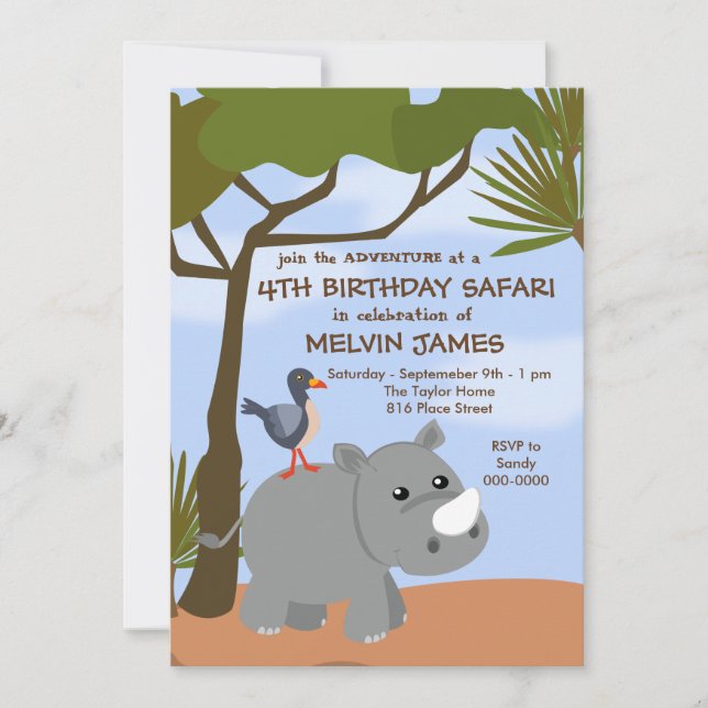 Rhino Safari-inbjudan Inbjudningar (Framsida)