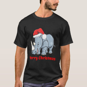 Rhino Santa Hat God jul Träd Pajama Vacati T Shirt