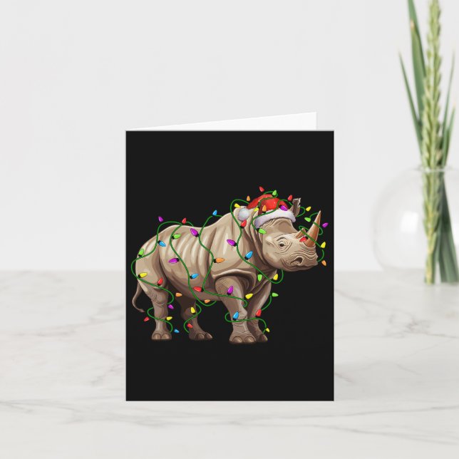 Rhino Santa Julgran Lighting Julafton Funny Kort (Framsida)