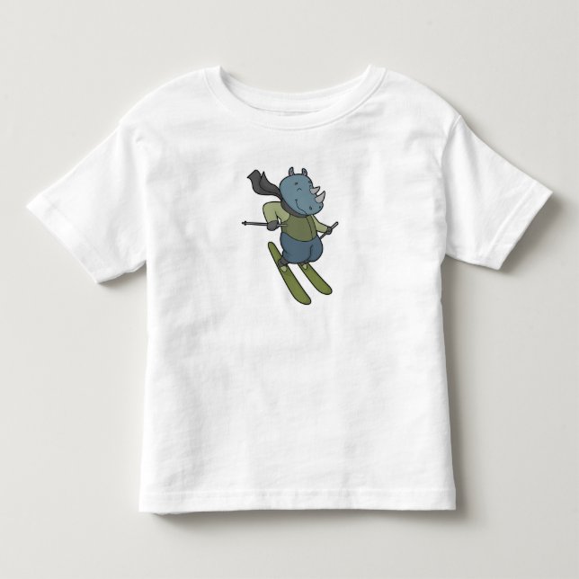Rhino Skier Ski T Shirt (Framsida)