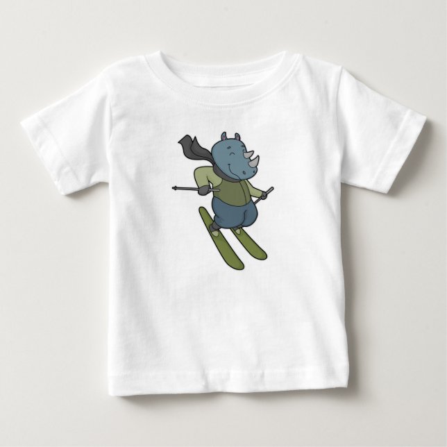 Rhino Skier Ski T Shirt (Framsida)