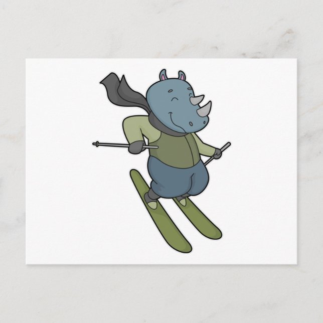 Rhino Skier Ski Vykort (Framsida)