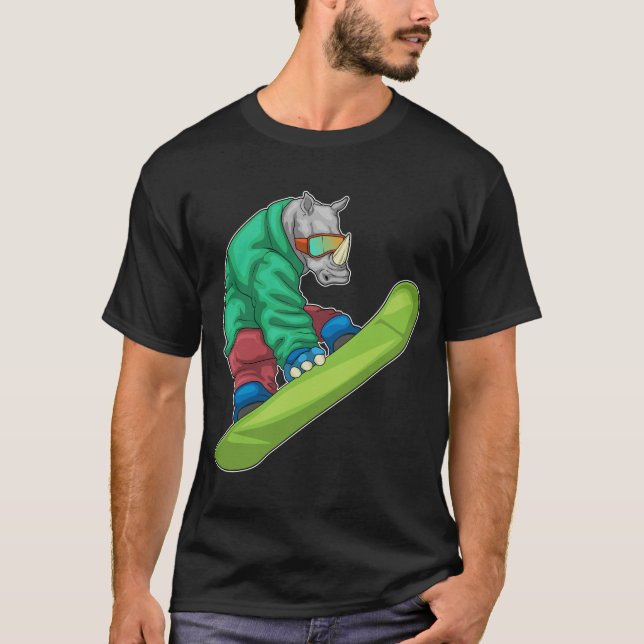 Rhino Snowboard Winter sport T Shirt (Framsida)