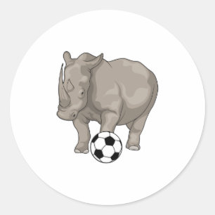 Rhino Soccer-spelare Runt Klistermärke