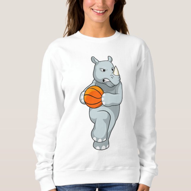 Rhino som basketspelare med basketboll t shirt (Framsida)