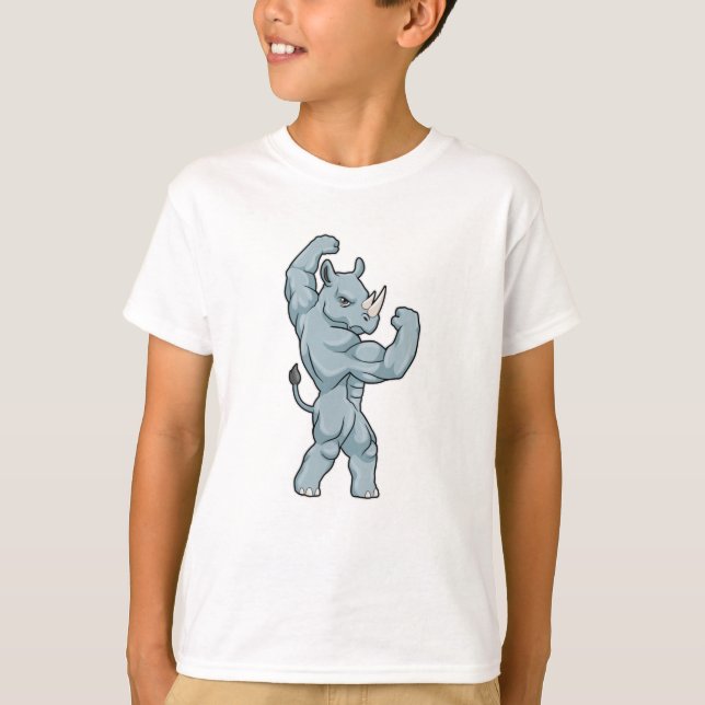 Rhino som BodyBuilder extrem T Shirt (Framsida)