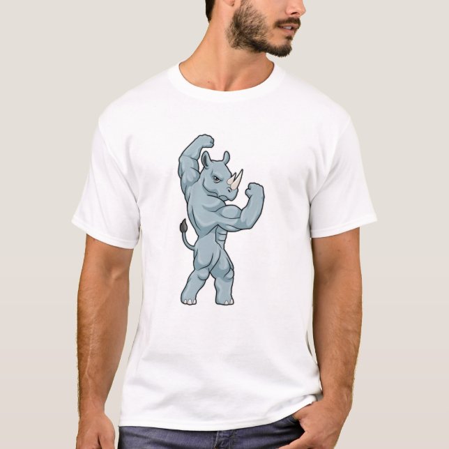 Rhino som BodyBuilder extrem T Shirt (Framsida)